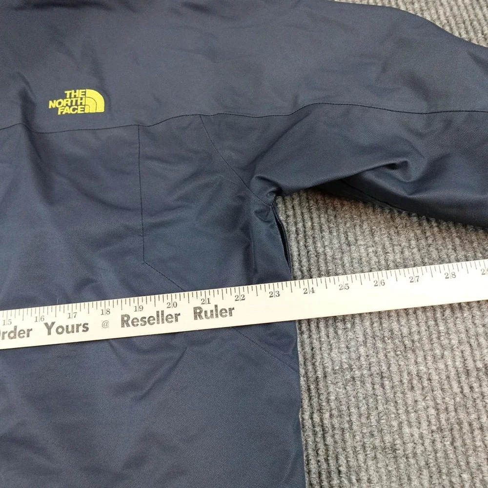 The North Face DryVent Jacket Mens Large Blue Yellow Hooded Triclimate Shell